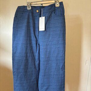 The Fifth Label Sequel Pants Jeans Logo Cornflower Stamp Size Xl 10 NWT